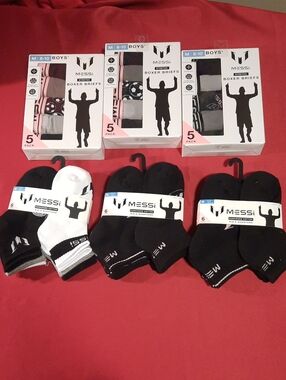 Messi Boys' 15 Pair Boxer Briefs and 18 Pair Of Socks Bundle Size Medium